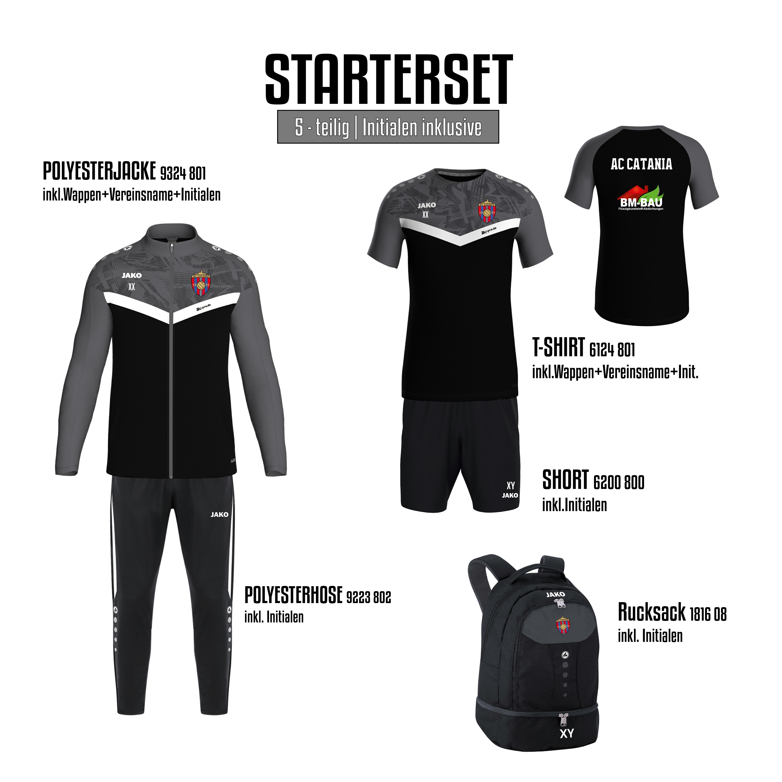 % STARTER-SET 1 Kinder % inkl. Wappen, Vereinsname, Initialen und Logo BM Bau